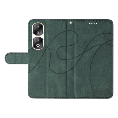 For Honor 90 Pro Slim-Fit Phone Case Imprinted Line Wallet Stand PU Leather Phone Cover