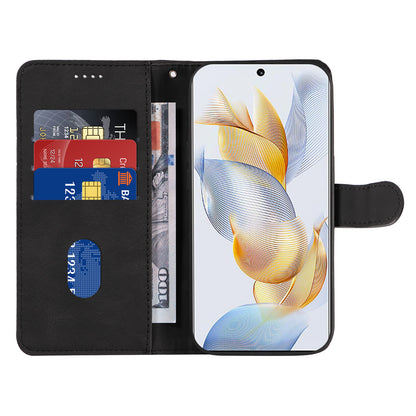 For Honor 90 Anti-Scratch PU Leather Shell Imprinted Curved Line Wallet Stand Cell Phone Case
