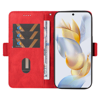 For Honor 90 Splicing PU Leather Phone Case Rhombus Imprinted Flip Stand Wallet Cover