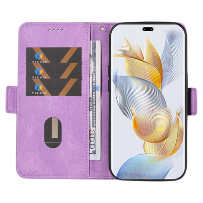 For Honor 90 Pro Rhombus Imprinted Cover Splicing Leather Stand Wallet Phone Case