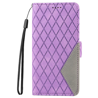 For Honor 90 Pro Rhombus Imprinted Cover Splicing Leather Stand Wallet Phone Case