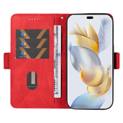 For Honor 90 Pro Rhombus Imprinted Cover Splicing Leather Stand Wallet Phone Case