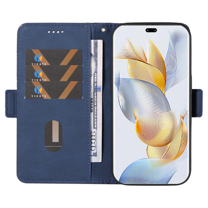 For Honor 90 Pro Rhombus Imprinted Cover Splicing Leather Stand Wallet Phone Case