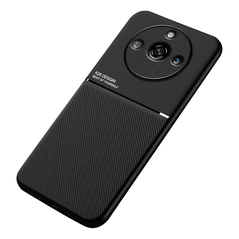 Anti-slip Phone Case for Realme 11 Pro 5G / 11 Pro+ 5G , PU Leather+TPU Lines Imprinted Shockproof Cover