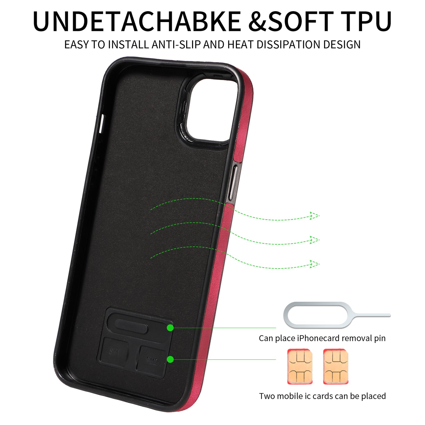 001 For iPhone 14 Card Holder Ring Kickstand Anti-drop Cover PU Leather Coated TPU Phone Case