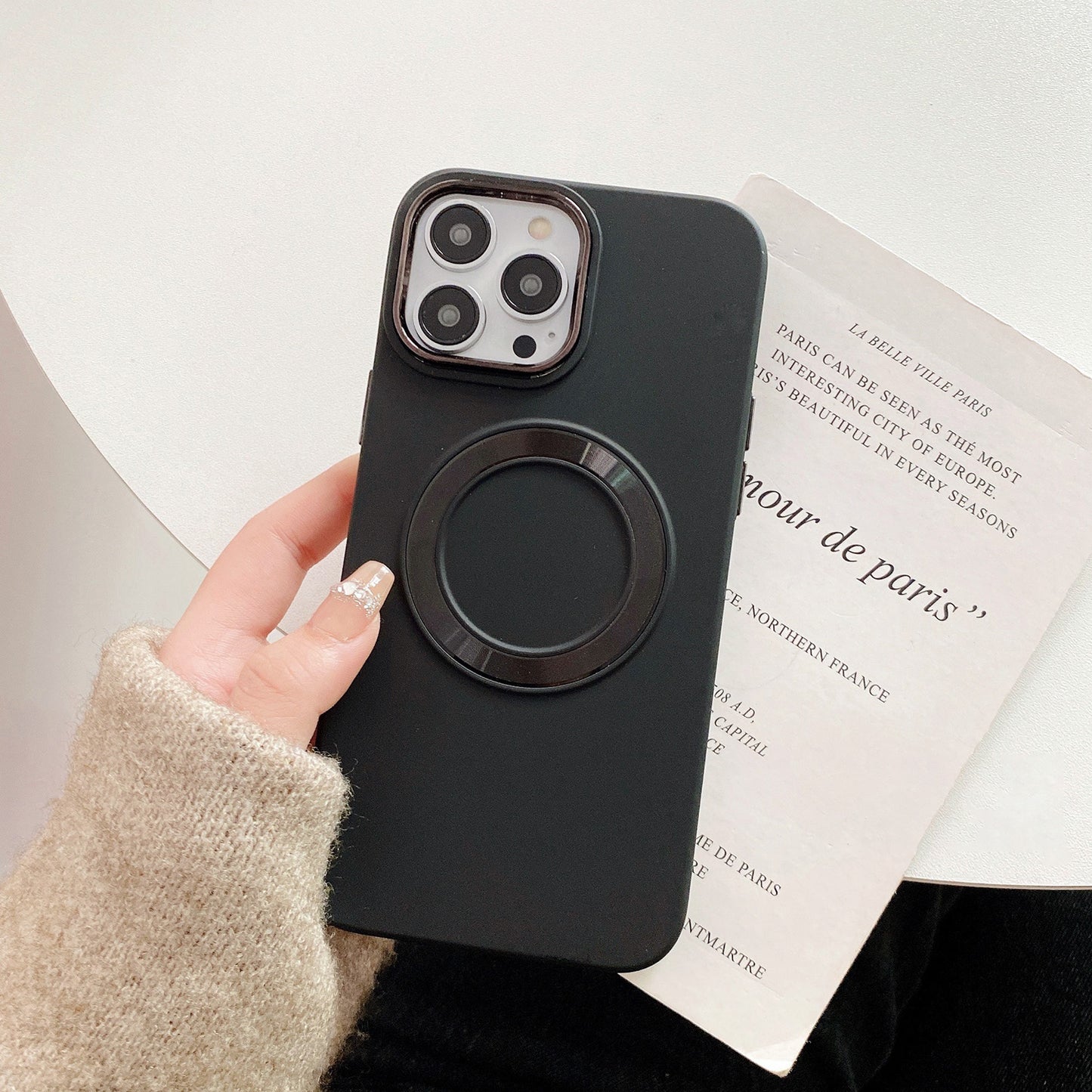 For iPhone 14 Pro Max TPU Phone Case Electroplating Camera Frame Magnetic Cover