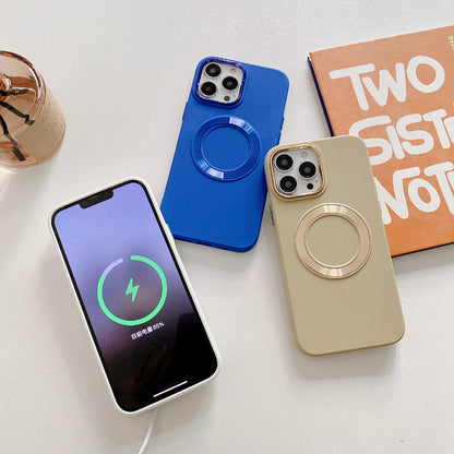 For iPhone 14 Pro Max TPU Phone Case Electroplating Camera Frame Magnetic Cover