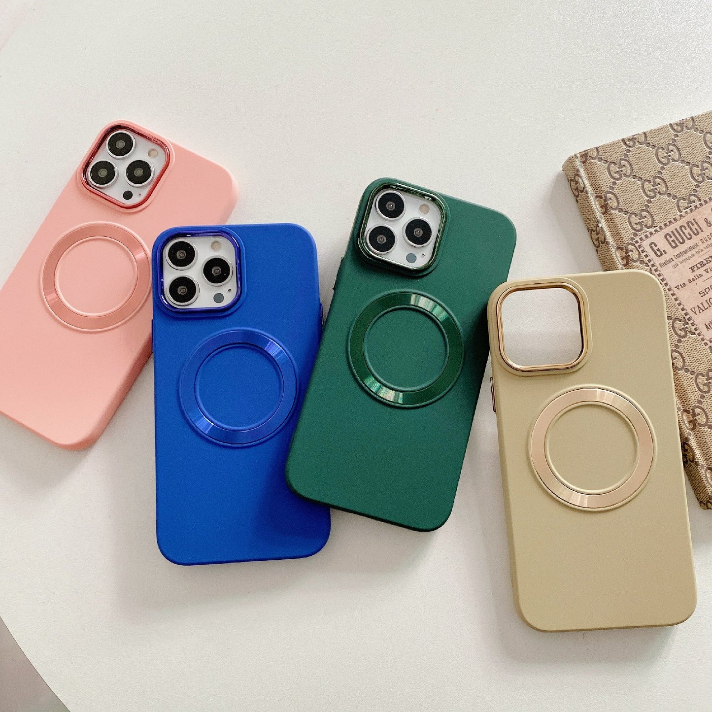 For iPhone 14 Pro Max TPU Phone Case Electroplating Camera Frame Magnetic Cover