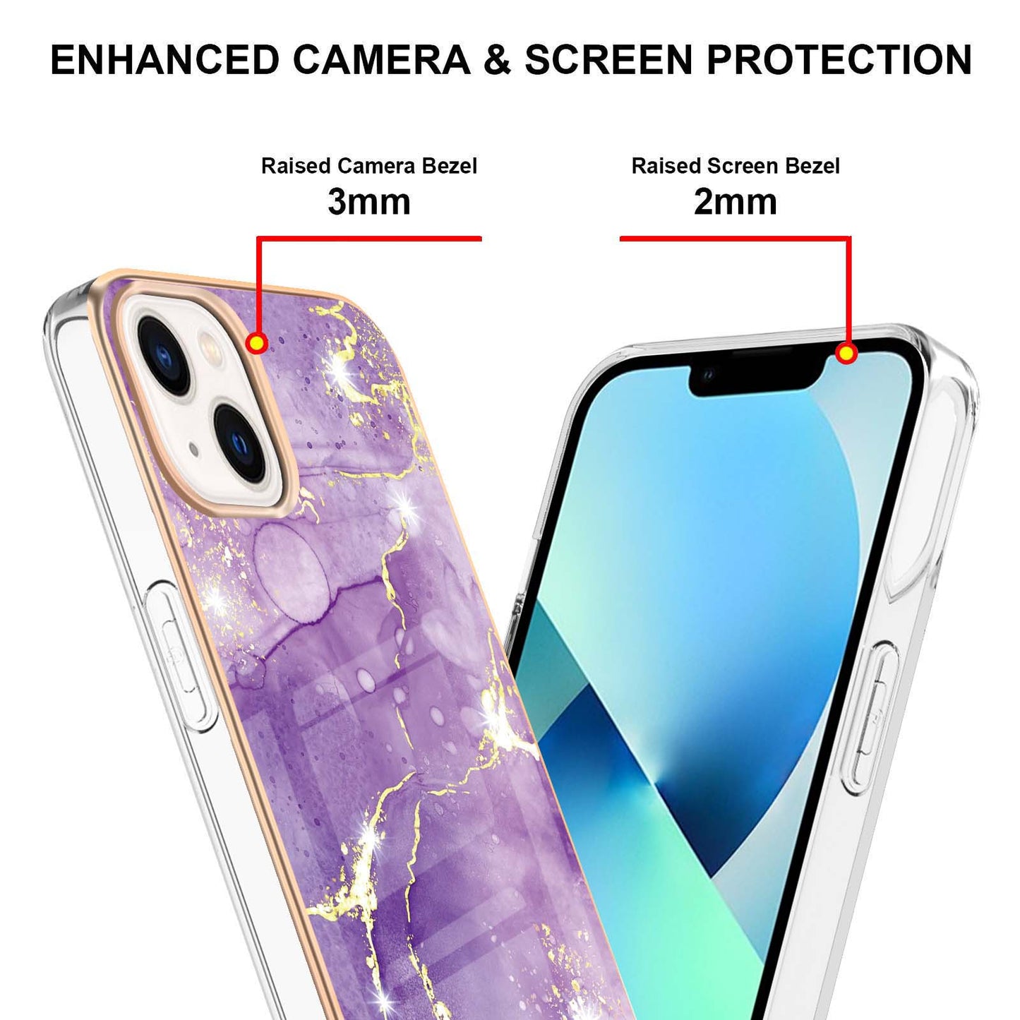 YB IMD Series-2 Marble Pattern Phone Case for iPhone 15 Electroplated Edge IMD TPU Cover