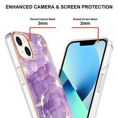 YB IMD Series-2 Marble Pattern Phone Case for iPhone 15 Electroplated Edge IMD TPU Cover