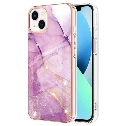 YB IMD Series-2 Marble Pattern Phone Case for iPhone 15 Electroplated Edge IMD TPU Cover