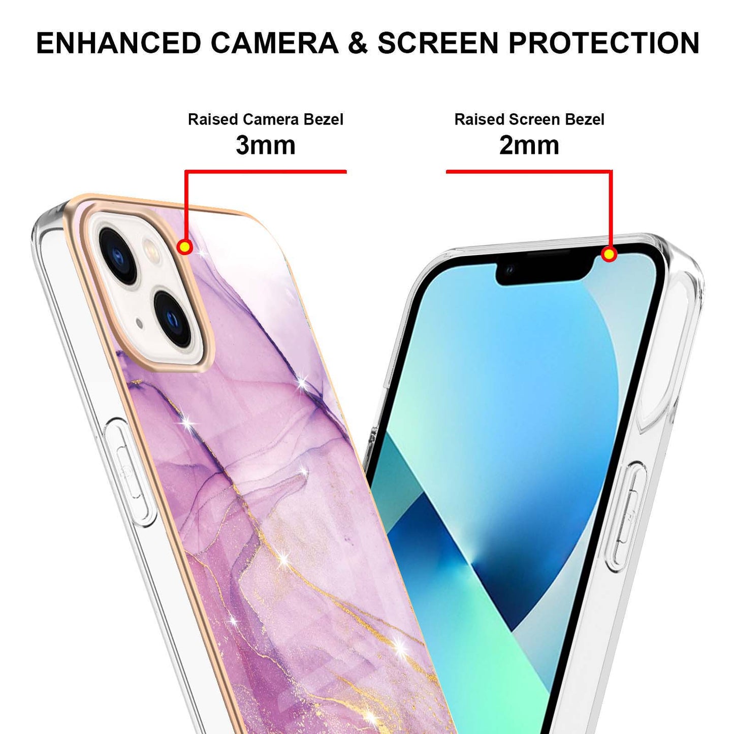 YB IMD Series-2 Marble Pattern Phone Case for iPhone 15 Electroplated Edge IMD TPU Cover