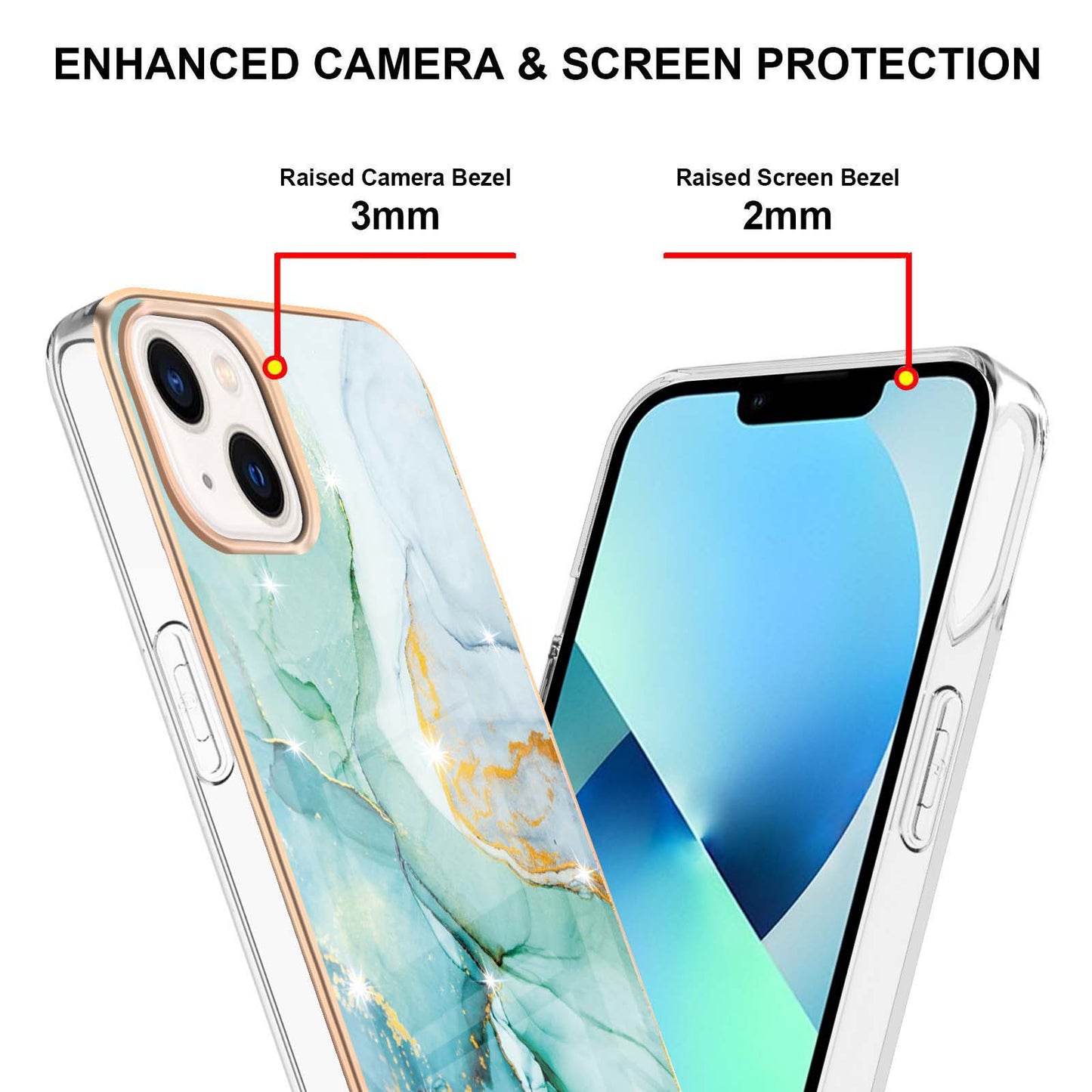 YB IMD Series-2 Marble Pattern Phone Case for iPhone 15 Electroplated Edge IMD TPU Cover