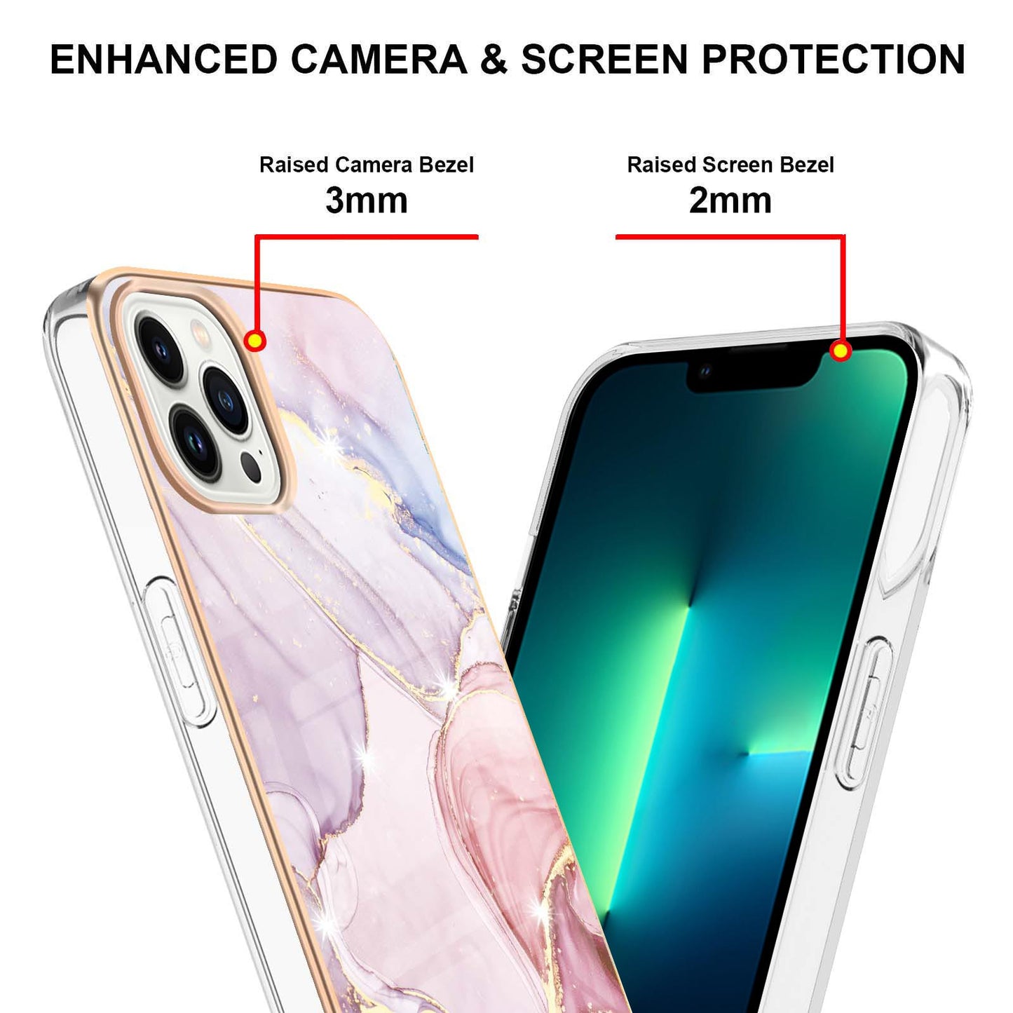 YB IMD Series-2 For iPhone 15 Pro Marble Pattern IMD Phone Case Electroplated TPU Back Cover