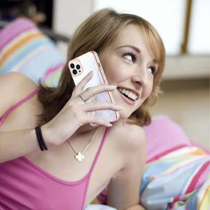 YB IMD Series-2 For iPhone 15 Pro Marble Pattern IMD Phone Case Electroplated TPU Back Cover