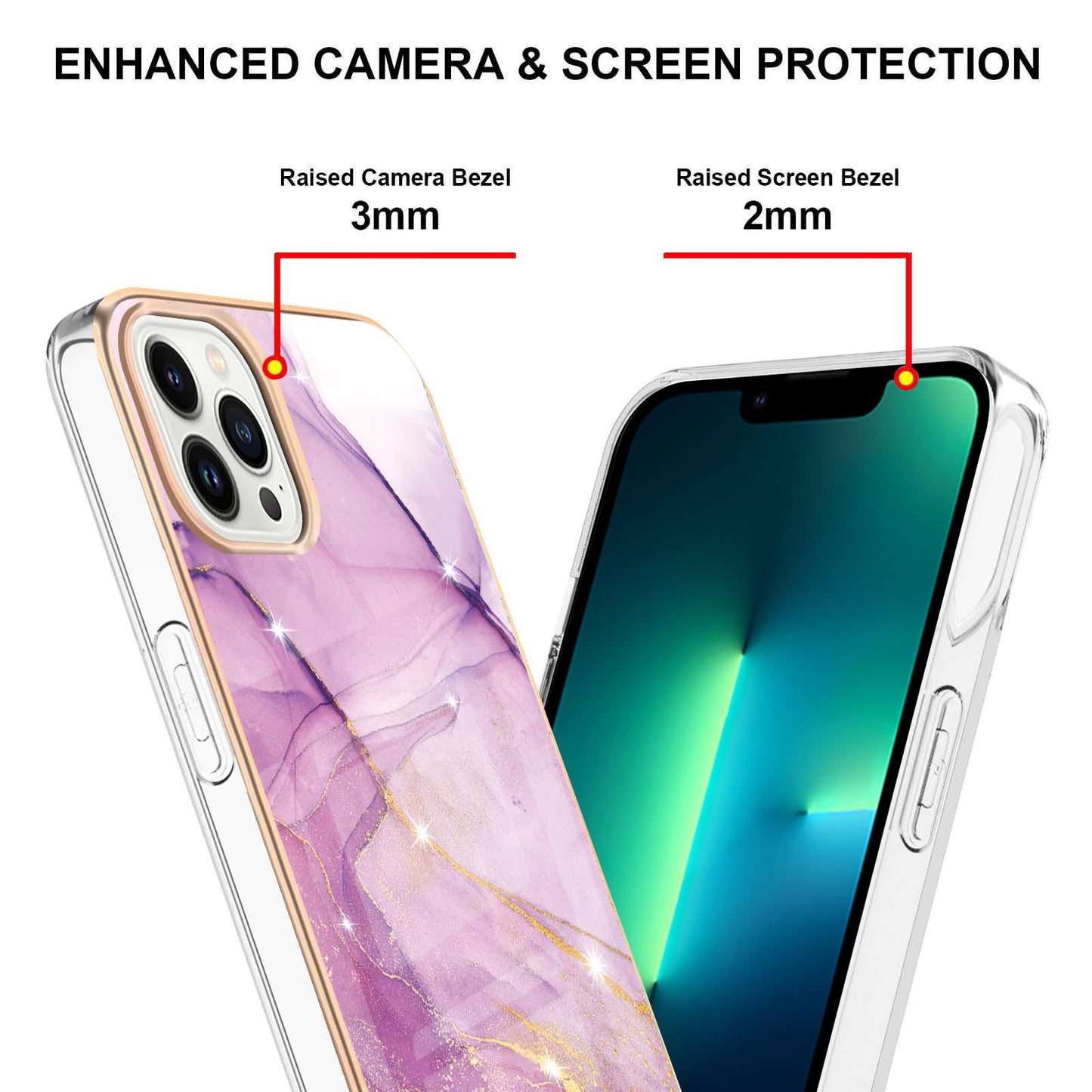 YB IMD Series-2 Marble Pattern Phone Case for iPhone 15 Pro Max TPU Electroplated IMD Protective Cover