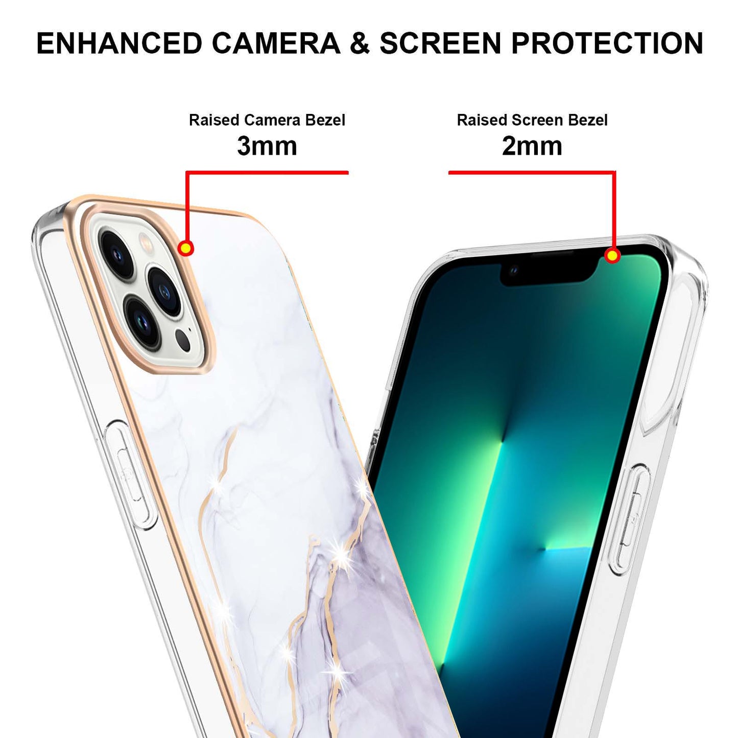 YB IMD Series-2 Marble Pattern Phone Case for iPhone 15 Pro Max TPU Electroplated IMD Protective Cover