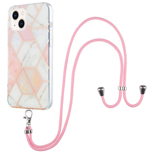 YB IMD Series-5 Phone Case for iPhone 15 Electroplating IML IMD TPU Phone Shell with Lanyard