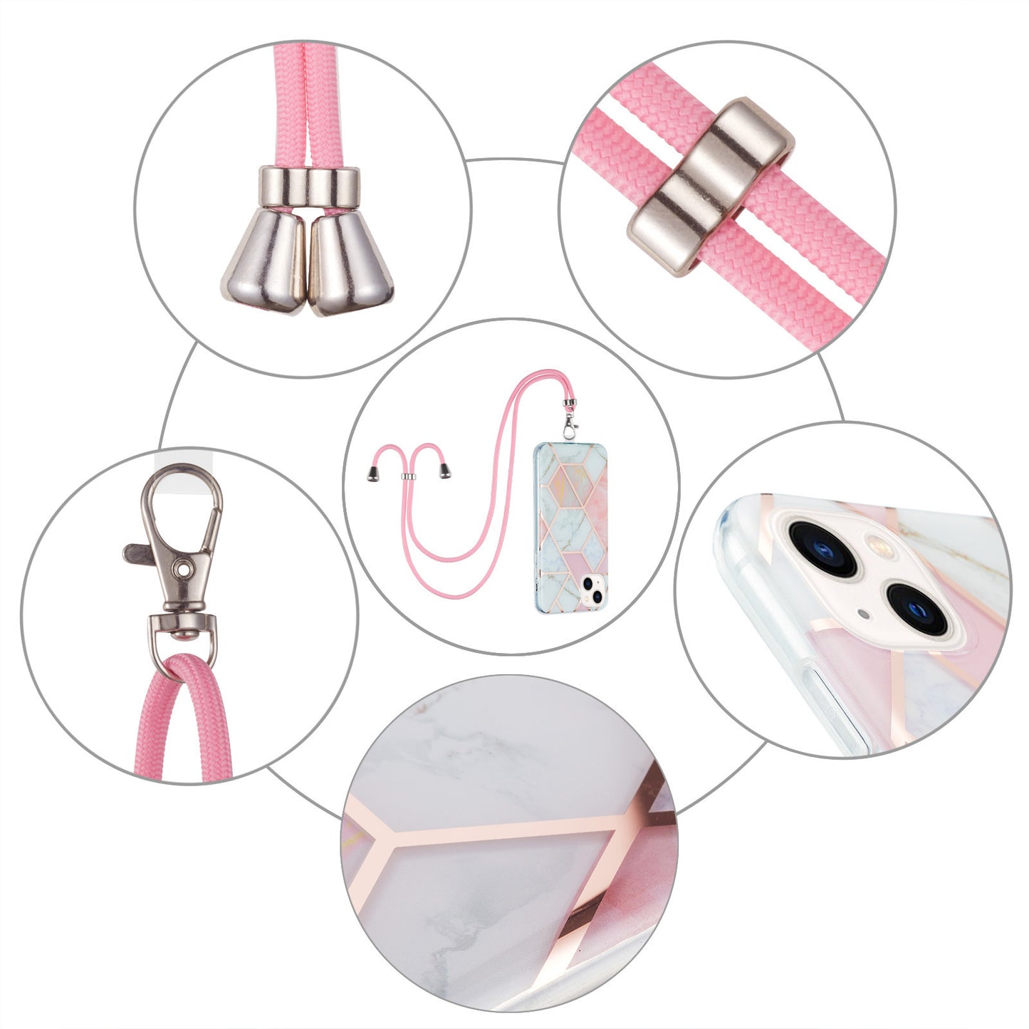 YB IMD Series-5 Phone Case for iPhone 15 Electroplating IML IMD TPU Phone Shell with Lanyard