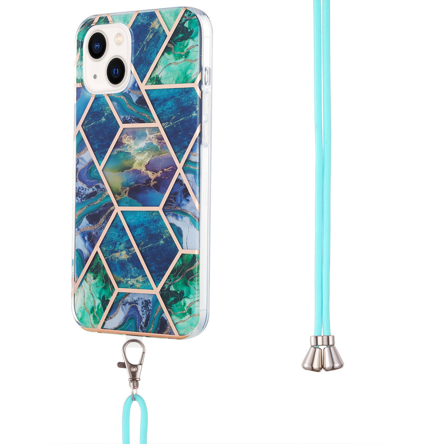 YB IMD Series-5 Phone Case for iPhone 15 Electroplating IML IMD TPU Phone Shell with Lanyard