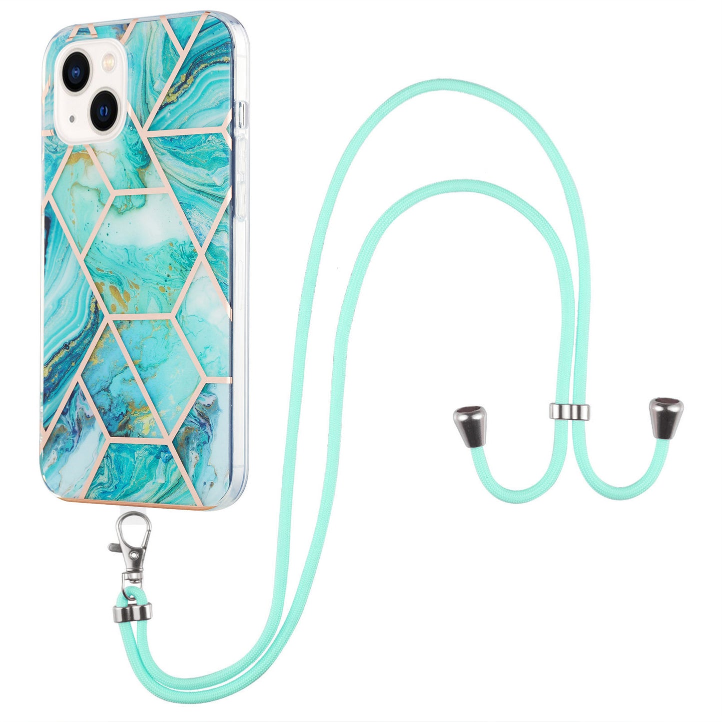 YB IMD Series-5 Phone Case for iPhone 15 Electroplating IML IMD TPU Phone Shell with Lanyard