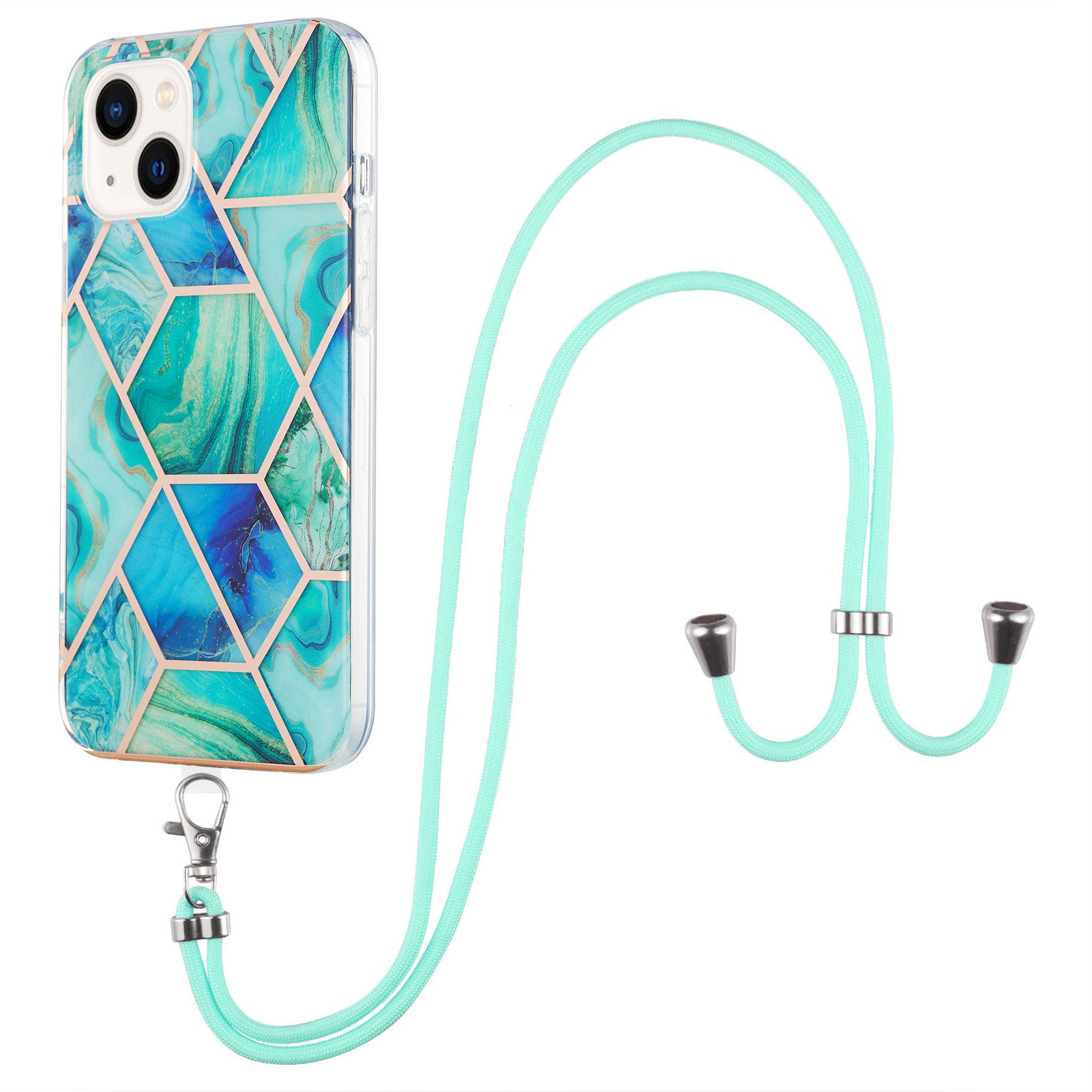 YB IMD Series-5 Phone Case for iPhone 15 Electroplating IML IMD TPU Phone Shell with Lanyard