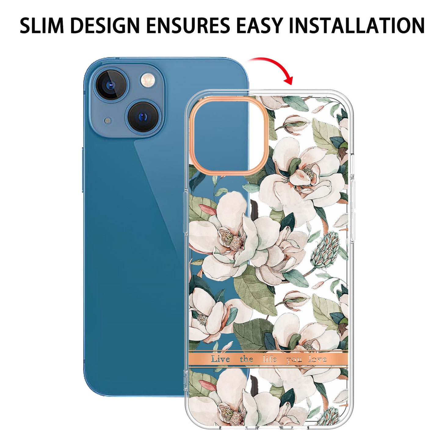 YB IMD-8 Series for iPhone 15 Flower Floral Pattern IMD Phone Case Soft TPU Electroplating Protective Cover