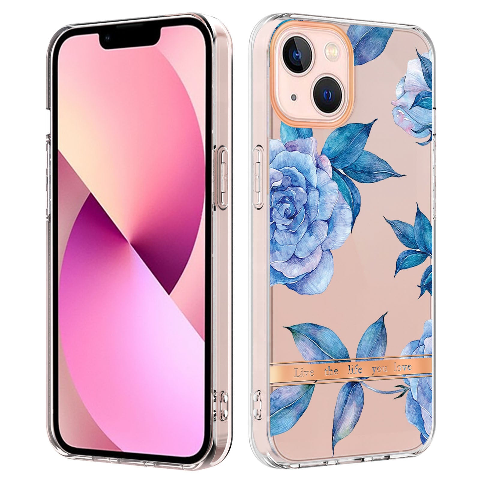 YB IMD-8 Series for iPhone 15 Flower Floral Pattern IMD Phone Case Soft TPU Electroplating Protective Cover