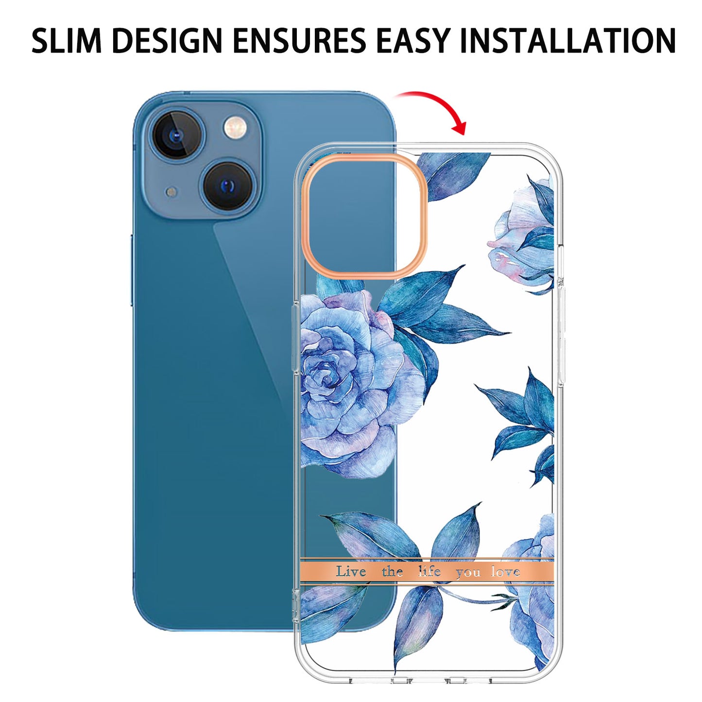 YB IMD-8 Series for iPhone 15 Flower Floral Pattern IMD Phone Case Soft TPU Electroplating Protective Cover
