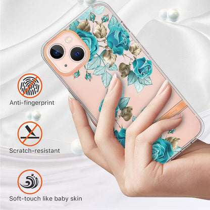 YB IMD-8 Series for iPhone 15 Flower Floral Pattern IMD Phone Case Soft TPU Electroplating Protective Cover