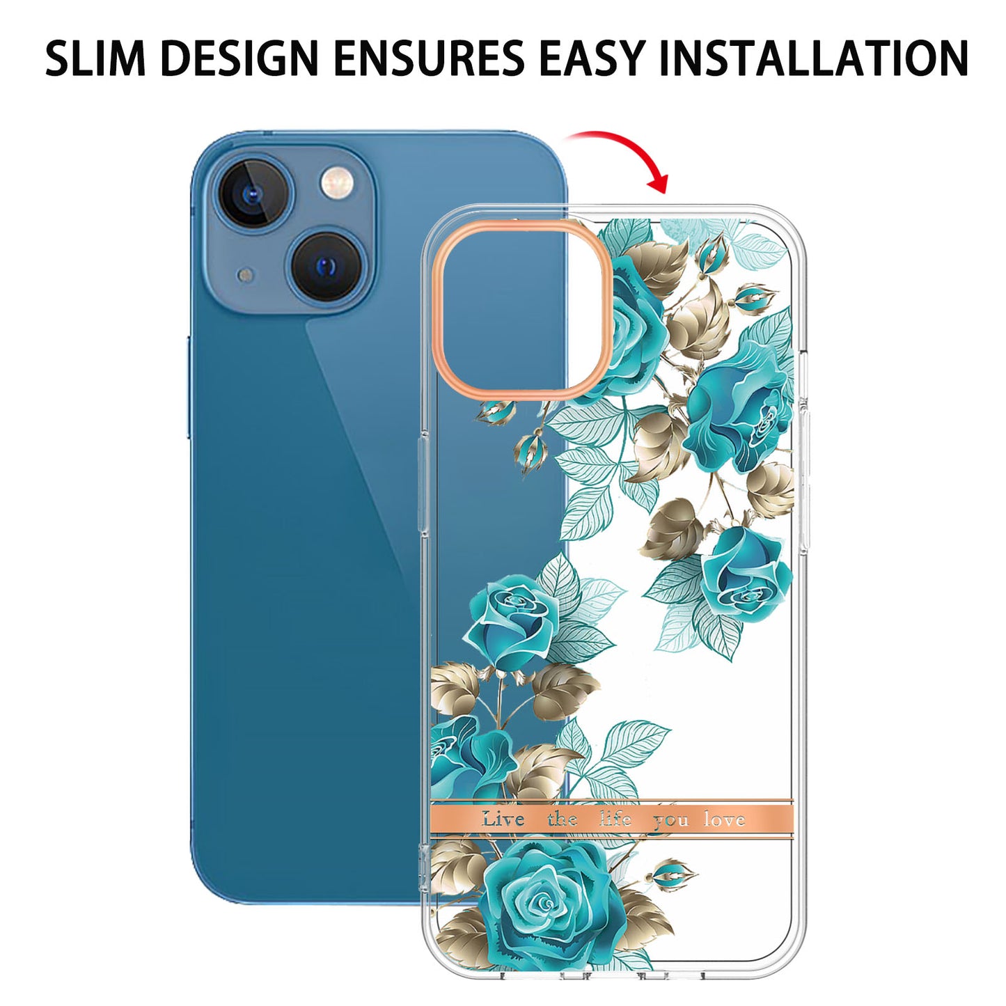 YB IMD-8 Series for iPhone 15 Flower Floral Pattern IMD Phone Case Soft TPU Electroplating Protective Cover