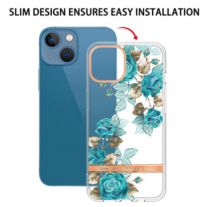 YB IMD-8 Series for iPhone 15 Flower Floral Pattern IMD Phone Case Soft TPU Electroplating Protective Cover