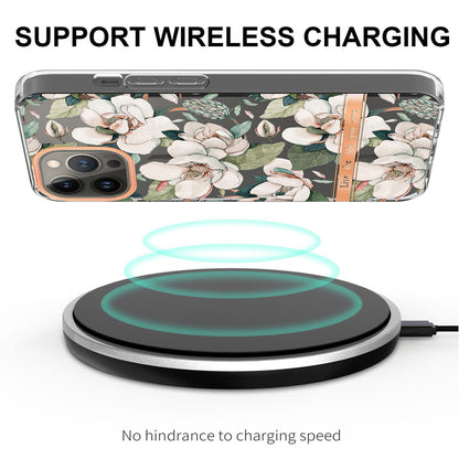 YB IMD-8 Series for iPhone 15 Pro Flower Floral Pattern IMD Phone Case Soft TPU Electroplating Phone Cover