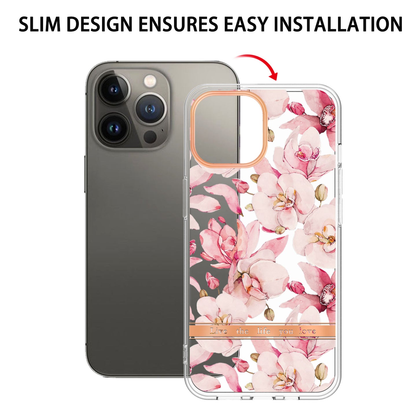 YB IMD-8 Series for iPhone 15 Pro Max Soft TPU Case Flower Floral Pattern IMD Electroplating Phone Cover