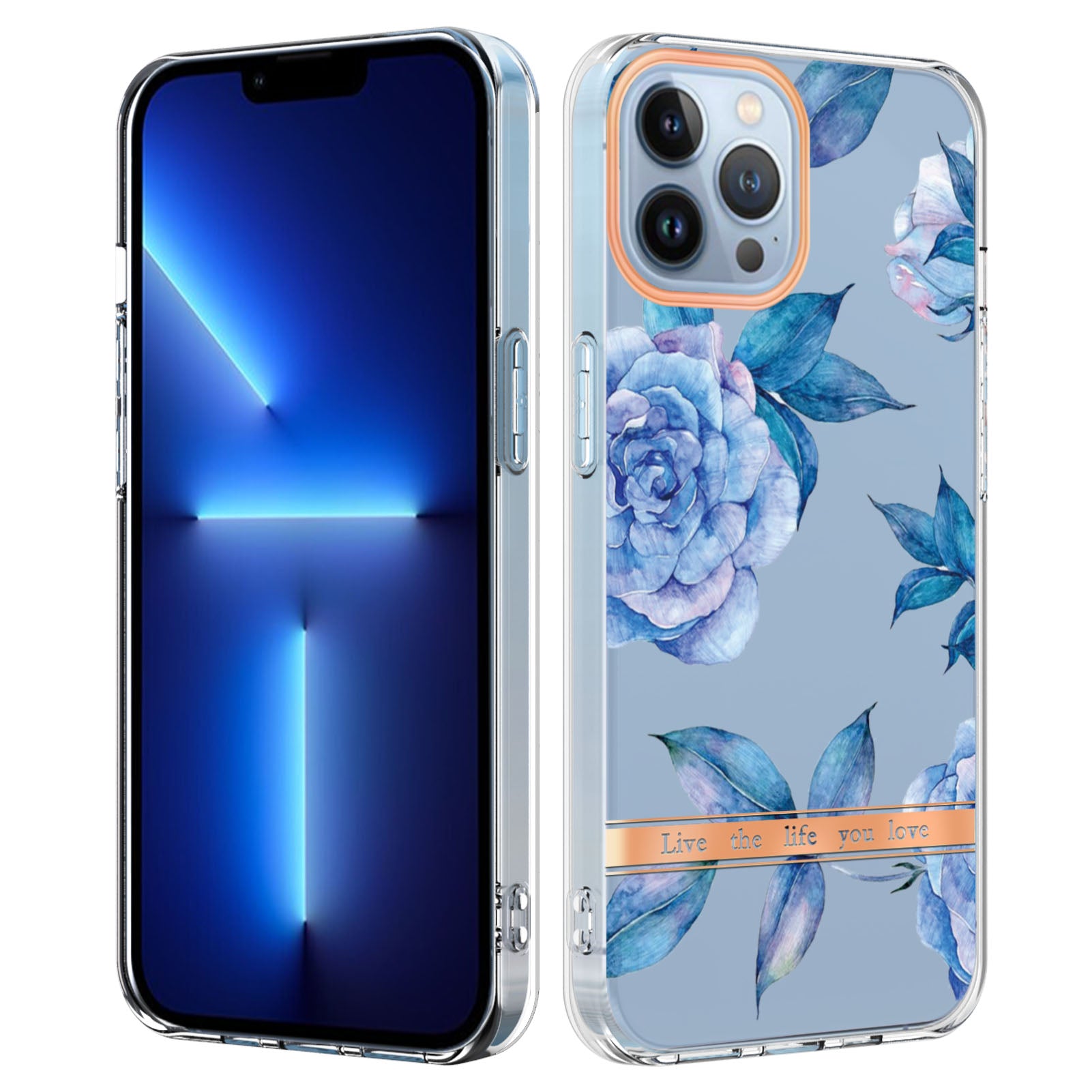 YB IMD-8 Series for iPhone 15 Pro Max Soft TPU Case Flower Floral Pattern IMD Electroplating Phone Cover