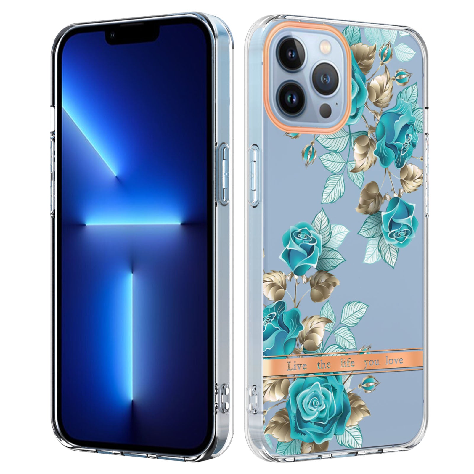 YB IMD-8 Series for iPhone 15 Pro Max Soft TPU Case Flower Floral Pattern IMD Electroplating Phone Cover