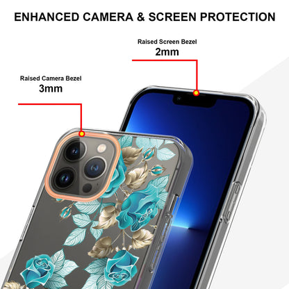 YB IMD-8 Series for iPhone 15 Pro Max Soft TPU Case Flower Floral Pattern IMD Electroplating Phone Cover