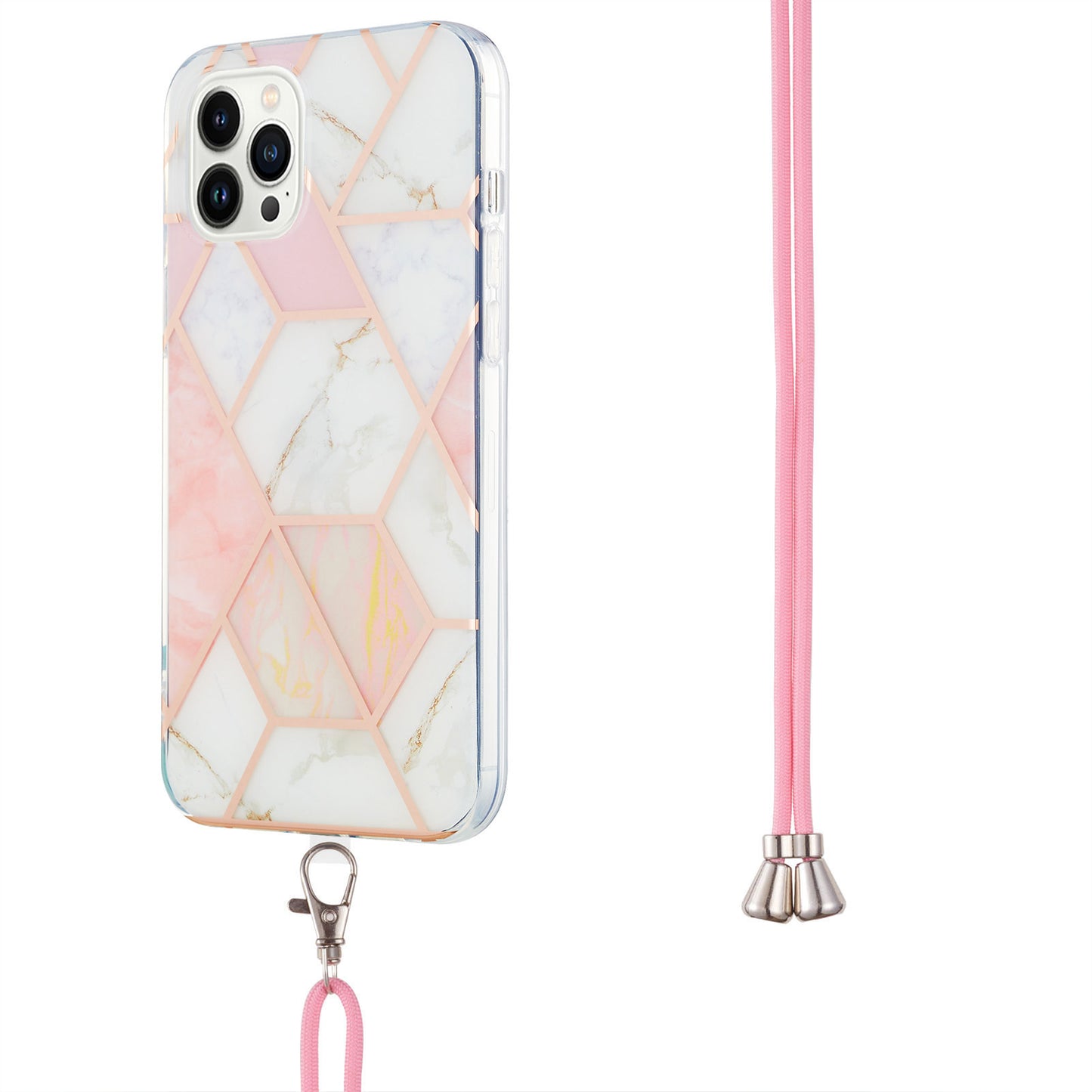 YB IMD Series-5 Phone Case for iPhone 15 Pro Electroplating IML IMD TPU Phone Shell with Lanyard