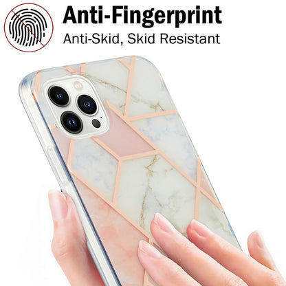YB IMD Series-3 For iPhone 15 Pro Marble Pattern Shell IMD IML Soft TPU Phone Case Double-sided Electroplating Cover