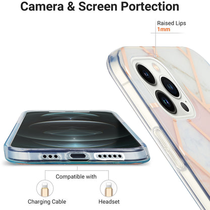 YB IMD Series-3 For iPhone 15 Pro Marble Pattern Shell IMD IML Soft TPU Phone Case Double-sided Electroplating Cover
