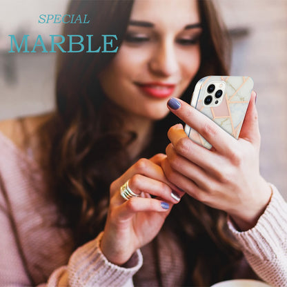 YB IMD Series-3 For iPhone 15 Pro Marble Pattern Shell IMD IML Soft TPU Phone Case Double-sided Electroplating Cover