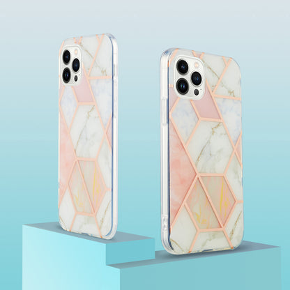 YB IMD Series-3 For iPhone 15 Pro Marble Pattern Shell IMD IML Soft TPU Phone Case Double-sided Electroplating Cover