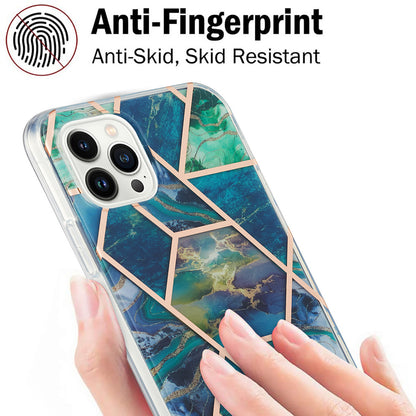 YB IMD Series-3 For iPhone 15 Pro Marble Pattern Shell IMD IML Soft TPU Phone Case Double-sided Electroplating Cover