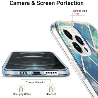 YB IMD Series-3 For iPhone 15 Pro Marble Pattern Shell IMD IML Soft TPU Phone Case Double-sided Electroplating Cover