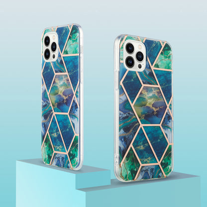 YB IMD Series-3 For iPhone 15 Pro Marble Pattern Shell IMD IML Soft TPU Phone Case Double-sided Electroplating Cover