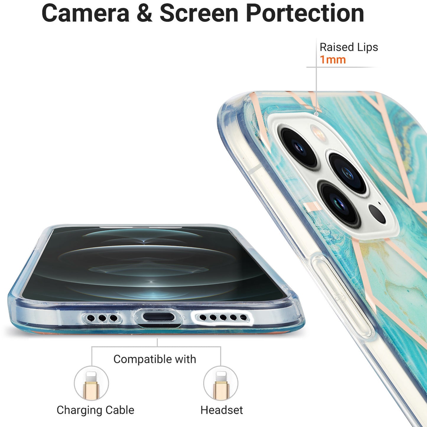 YB IMD Series-3 For iPhone 15 Pro Marble Pattern Shell IMD IML Soft TPU Phone Case Double-sided Electroplating Cover