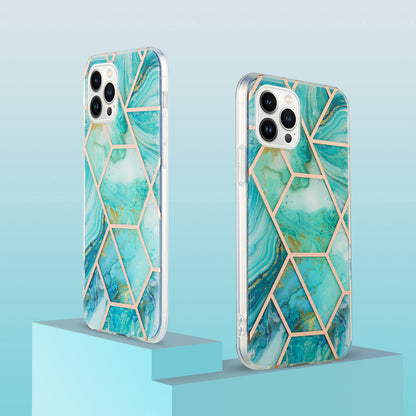 YB IMD Series-3 For iPhone 15 Pro Marble Pattern Shell IMD IML Soft TPU Phone Case Double-sided Electroplating Cover