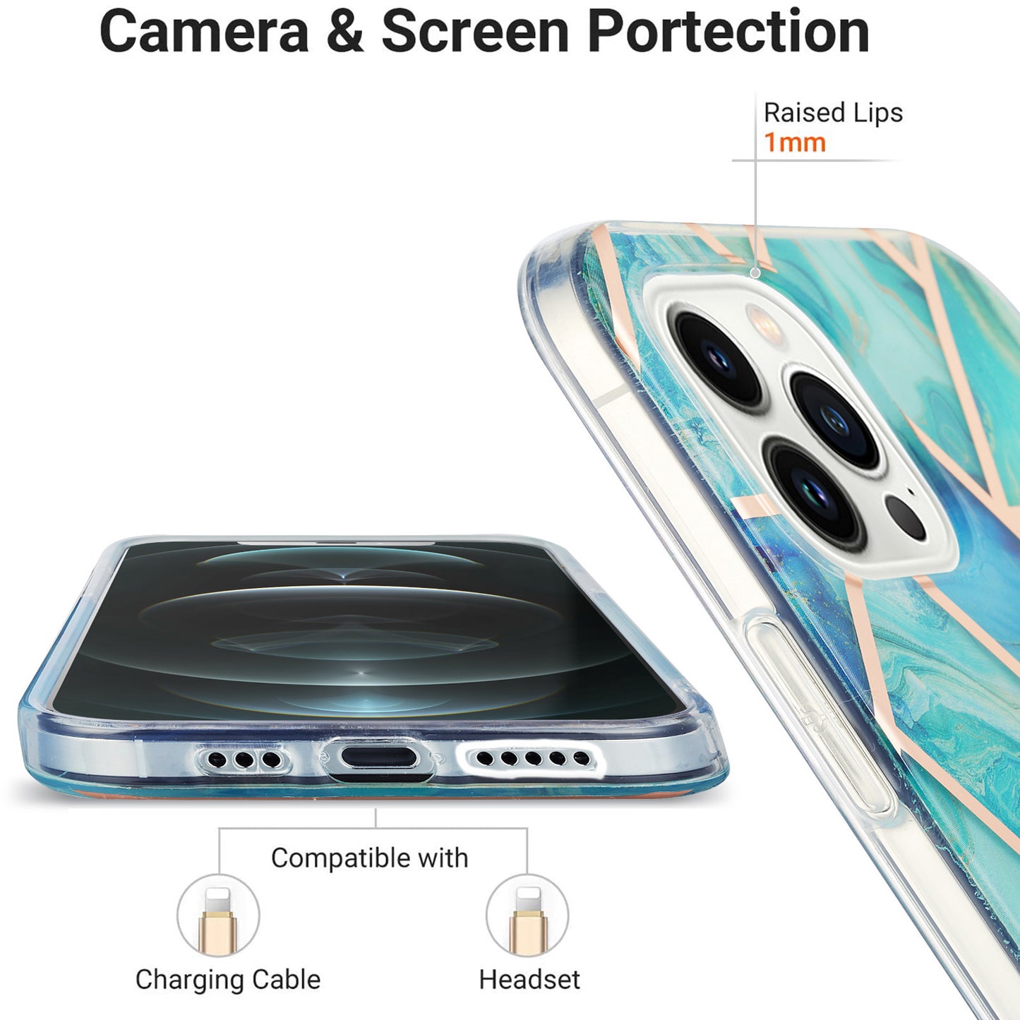 YB IMD Series-3 For iPhone 15 Pro Marble Pattern Shell IMD IML Soft TPU Phone Case Double-sided Electroplating Cover