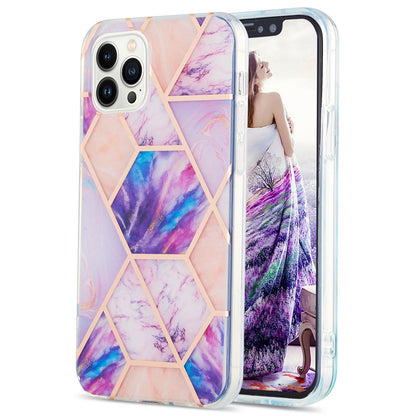 YB IMD Series-3 For iPhone 15 Pro Marble Pattern Shell IMD IML Soft TPU Phone Case Double-sided Electroplating Cover