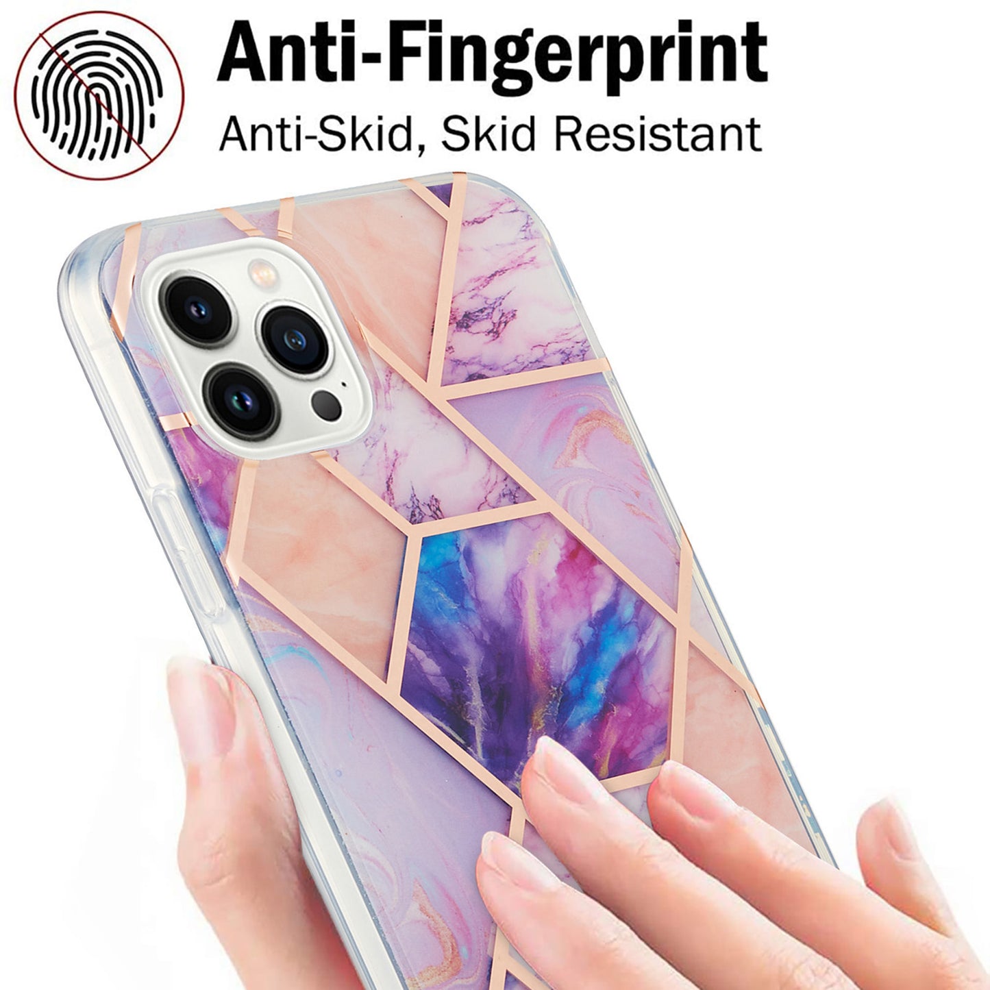 YB IMD Series-3 For iPhone 15 Pro Marble Pattern Shell IMD IML Soft TPU Phone Case Double-sided Electroplating Cover